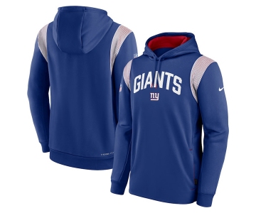 Men's New York Giants Blue Sideline Stack Performance Pullover Hoodie