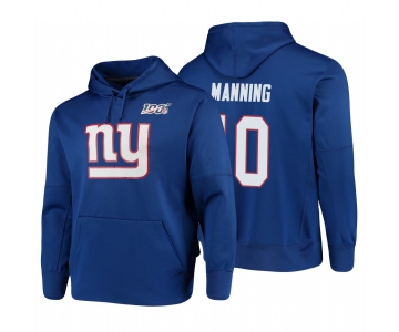 New York Giants #10 Eli Manning Nike NFL 100 Primary Logo Circuit Name & Number Pullover Hoodie Royal