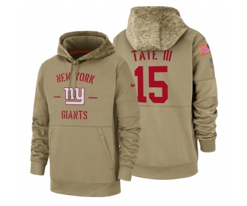 New York Giants #15 Golden Tate III Nike Tan 2019 Salute To Service Name & Number Sideline Therma Pullover Hoodie