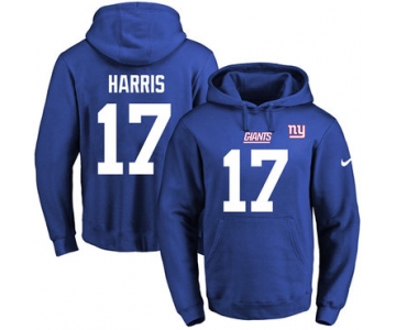 Nike Giants #17 Dwayne Harris Royal Blue Name & Number Pullover NFL Hoodie