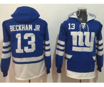 Nike New York Giants #13 Odell Beckham Jr Royal Blue White Name & Number Pullover NFL Hoodie