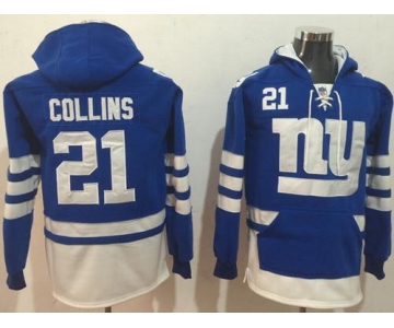 Nike New York Giants #21 Landon Collins Royal Blue White Name & Number Pullover NFL Hoodie