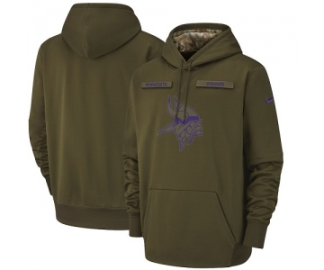 Men's Minnesota Vikings Nike Olive Salute to Service Sideline Therma Performance Pullover Hoodie