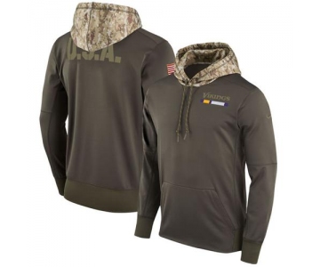 Men's Minnesota Vikings Nike Olive Salute to Service Sideline Therma Pullover Hoodie