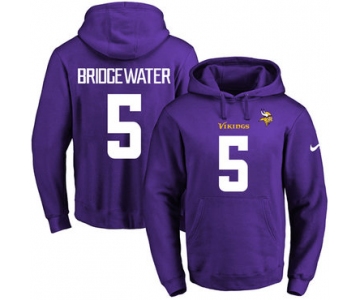 Nike Vikings #5 Teddy Bridgewater Purple Name & Number Pullover NFL Hoodie