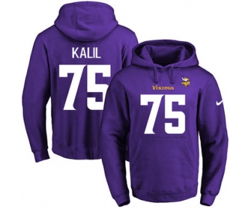 Nike Vikings #75 Matt Kalil Purple Name & Number Pullover NFL Hoodie