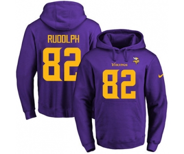 Nike Vikings #82 Kyle Rudolph Purple(Gold No.) Name & Number Pullover NFL Hoodie
