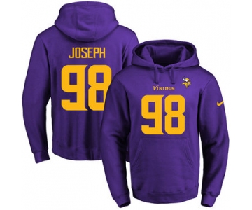 Nike Vikings #98 Linval Joseph Purple(Gold No.) Name & Number Pullover NFL Hoodie