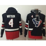Nike Houston Texans #4 Deshaun Watson Navy Blue Red Name & Number Pullover NFL Hoodie