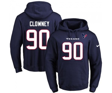 Nike Texans #90 Jadeveon Clowney Navy Blue Name & Number Pullover NFL Hoodie