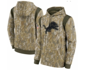 Men Detroit Lions Nike Camo 2021 Salute To Service Therma Performance Pullover Hoodie