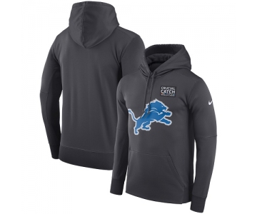 Men's Detroit Lions Nike Anthracite Crucial Catch Performance Pullover Hoodie