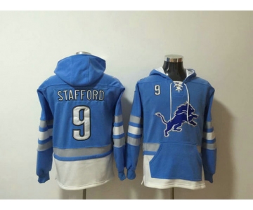 Nike Detroit Lions 9 Matthew Stafford Blue Stitched Pullover Hoodie
