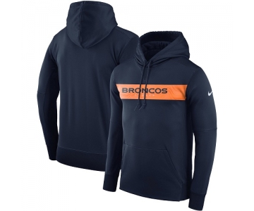 Men's Denver Broncos Nike Navy Sideline Team Performance Pullover Hoodie
