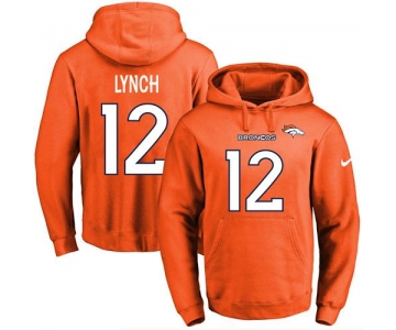 Nike Broncos #12 Paxton Lynch Orange Name & Number Pullover NFL Hoodie