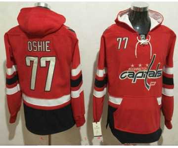 Men's Washington Capitals #77 T.J. Oshie NEW Red Stitched NHL Old Tim Hockey Hoodie
