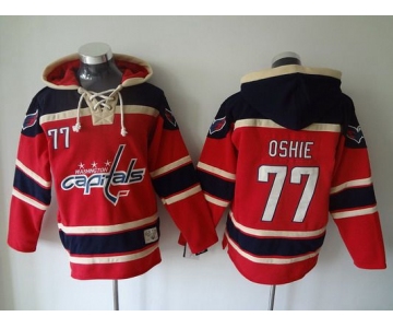 Men's Washington Capitals #77 T.J. Oshie Old Time Hockey Red Hoodie