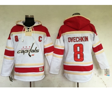 Men's Washington Capitals #8 Alex Ovechkin White Old Time Hockey Hoodie