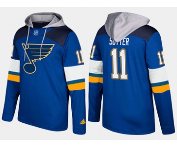 Adidas St. Louis Blues 11 Brian Sutter Retired Blue Name And Number Hoodie