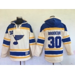 Men's St. Louis Blues #30 Martin Brodeur Cream Old Time Hockey Hoodie