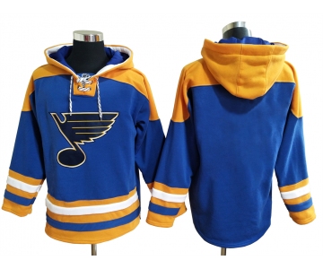 Men's St Louis Blues Blue Ageless Must Have Lace Up Pullover Blank Hoodie