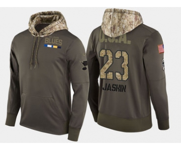 Nike St. Louis Blues 23 Dmitrij Jaskin Olive Salute To Service Pullover Hoodie