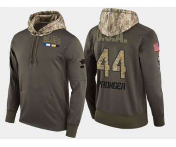 Nike St. Louis Blues 44 Chris Pronger Retired Olive Salute To Service Pullover Hoodie