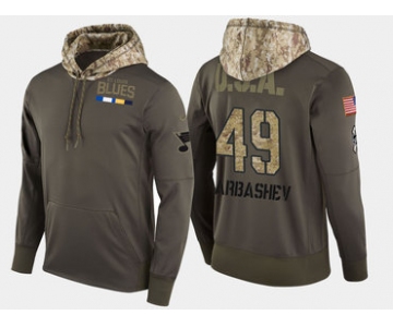 Nike St. Louis Blues 49 Ivan Barbashev Olive Salute To Service Pullover Hoodie