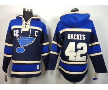 Old Time Hockey St. Louis Blues #42 David Backes Navy Blue Hoodie