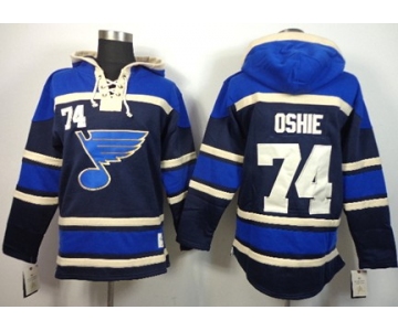 Old Time Hockey St. Louis Blues #74 T.J. Oshie Navy Blue Hoodie