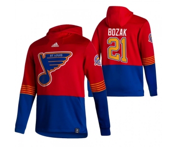 St. Louis Blues #21 Tyler Bozak Adidas Reverse Retro Pullover Hoodie Red