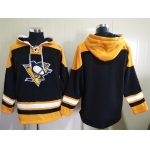 Men's Pittsburgh Penguins Black Ageless Must Have Lace Up Pullover Blank Hoodie