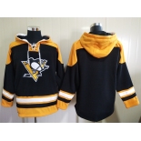 Men's Pittsburgh Penguins Black Ageless Must Have Lace Up Pullover Blank Hoodie