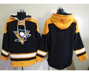 Men's Pittsburgh Penguins Black Ageless Must Have Lace Up Pullover Blank Hoodie