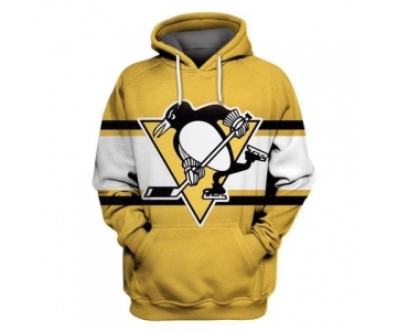 Men's Pittsburgh Penguins Gold All Stitched Hooded Sweatshirt