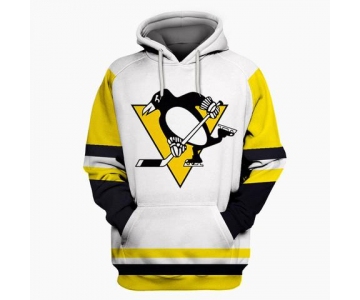 Men's Pittsburgh Penguins White All Stitched Hooded Sweatshirt