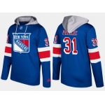 Adidas New York Rangers 31 Ondrej Pavelec Name And Number Blue Hoodie