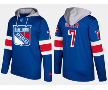 Adidas New York Rangers 7 Rod Gilbert Retired Blue Name And Number Hoodie