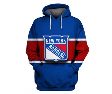 Men's NY Rangers Blue All Stitched Hooded Sweatshirt