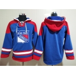 Men's New York Rangers Blue Ageless Must Have Lace Up Pullover Blank Hoodie