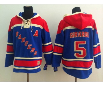 Old Time Hockey New York Rangers #5 Dan Girardi Light Blue Hoodie