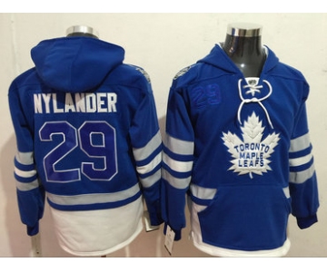 Maple Leafs 29 William Nylander Blue All Stitched Hooded Sweatshirt