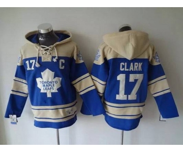 Men's Toronto Maple Leafs #17 Wendel Clark Old Time Hockey Light Blue Hoodie
