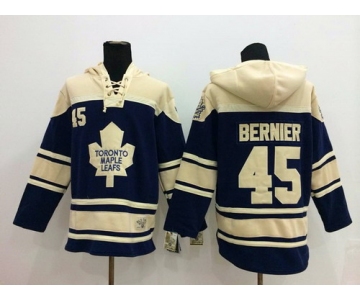 Old Time Hockey Toronto Maple Leafs #45 Jonathan Bernier Navy Blue Hoodie