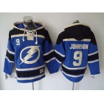 Men's Tampa Bay Lightning #9 Tyler Johnson Old Time Hockey Blue Hoodie