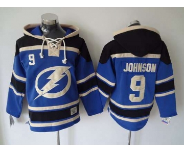 Men's Tampa Bay Lightning #9 Tyler Johnson Old Time Hockey Blue Hoodie