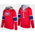 Adidas Montreal Canadiens 1 Jacques Plante Retired Red Name And Number Hoodie