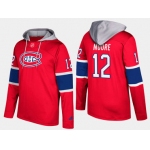 Adidas Montreal Canadiens 12 Dickie Moore Retired Red Name And Number Hoodie