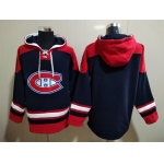 Men's Hockey Montreal Canadiens Blank Navy Blue Hoodie