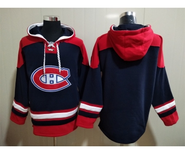 Men's Hockey Montreal Canadiens Blank Navy Blue Hoodie
